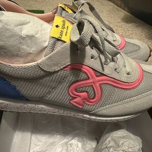 Kate Spade Gray Sneakers with Pink and Blue Accents
